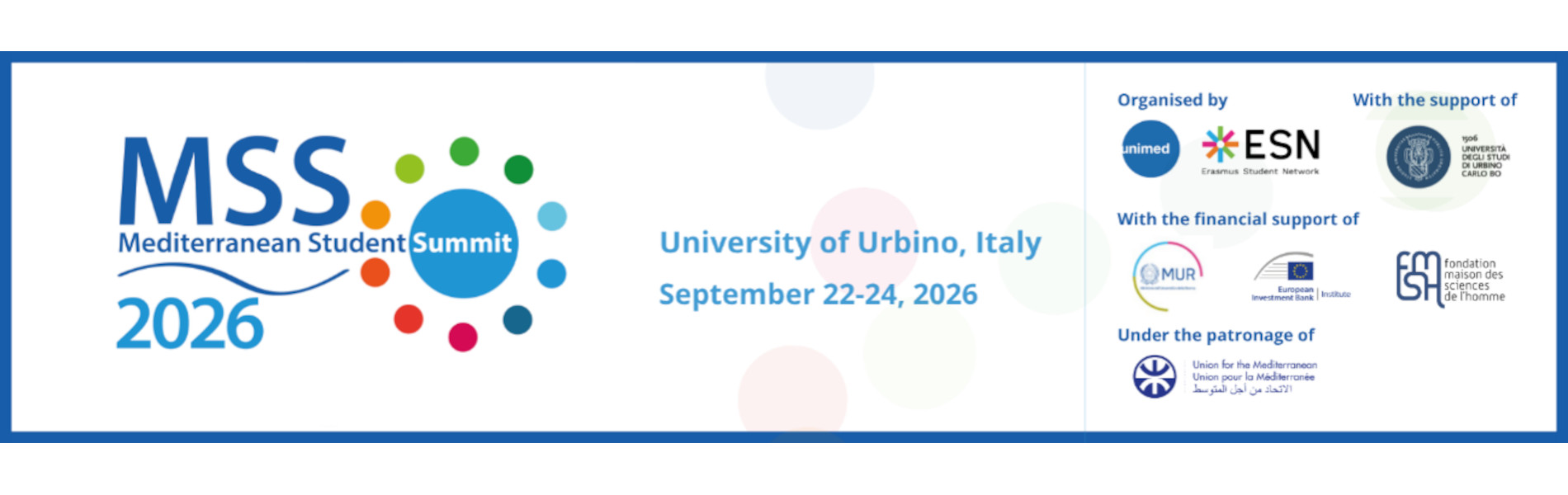 Imagen de carrusel: Representación estudiantil de la UMU en la 5ª edición de la Mediterranean Student Summit en la Universidad de Urbino